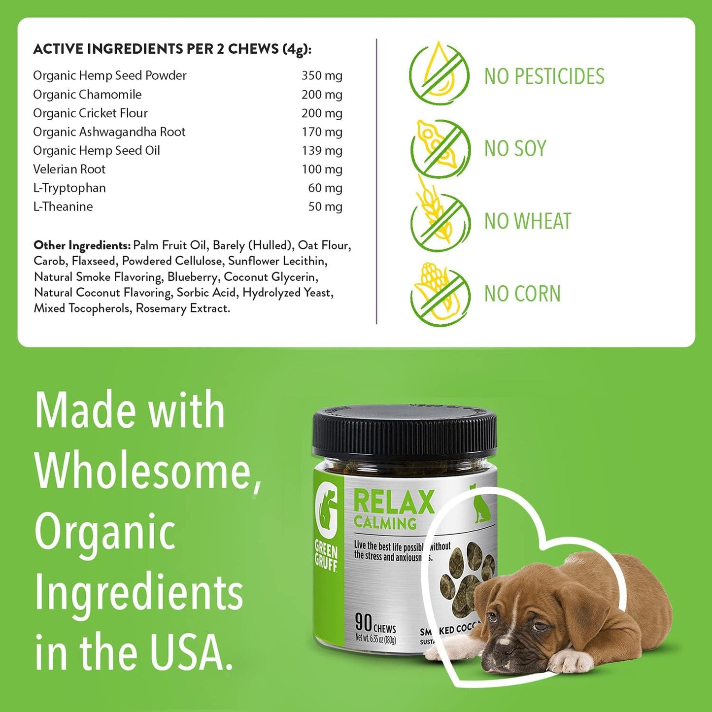 Natural Calming Chews for Dogs separation anxiety